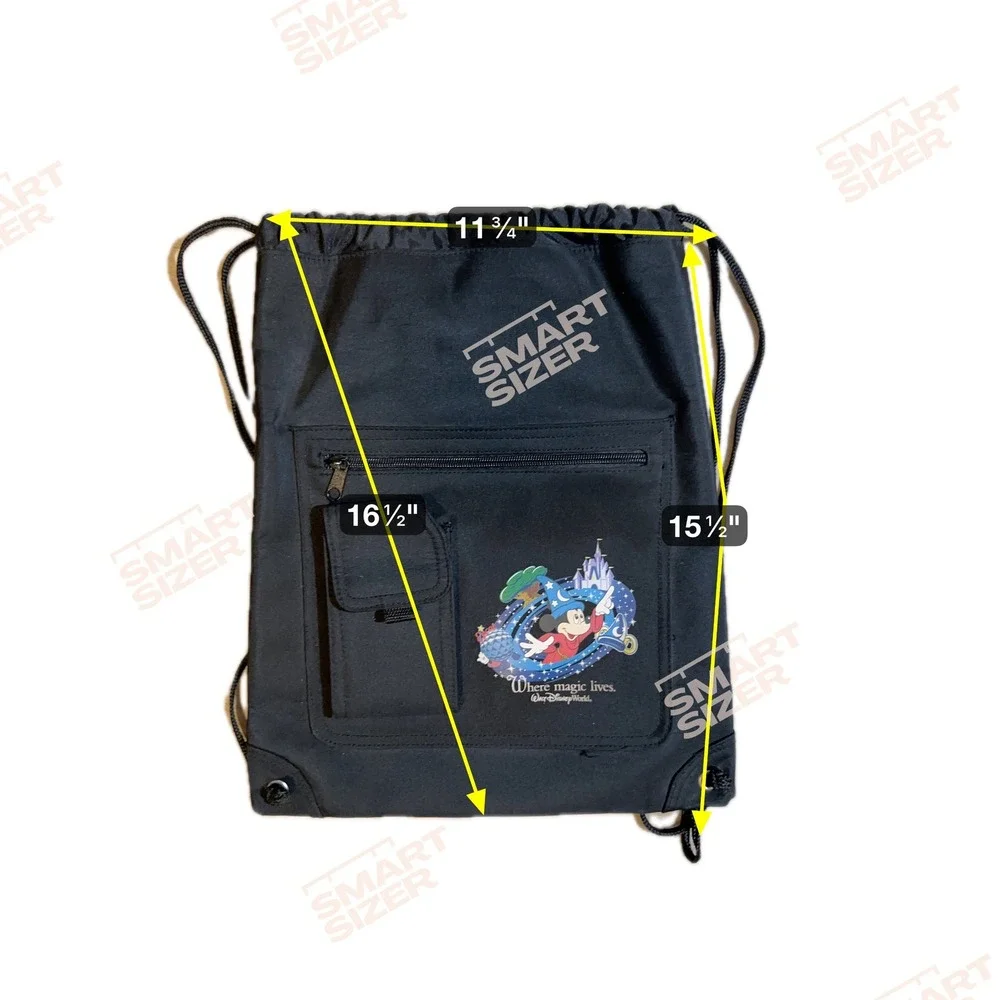 Disney World‎ Mickey Mouse Sorcerer Magic Drawstring Backpack Black Stash Bag